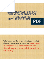 TOWARD A PRACTICAL AND  OPERATIONAL THEORY OF  THE BUDGET FOR  DEVELOPING COUNTRIES