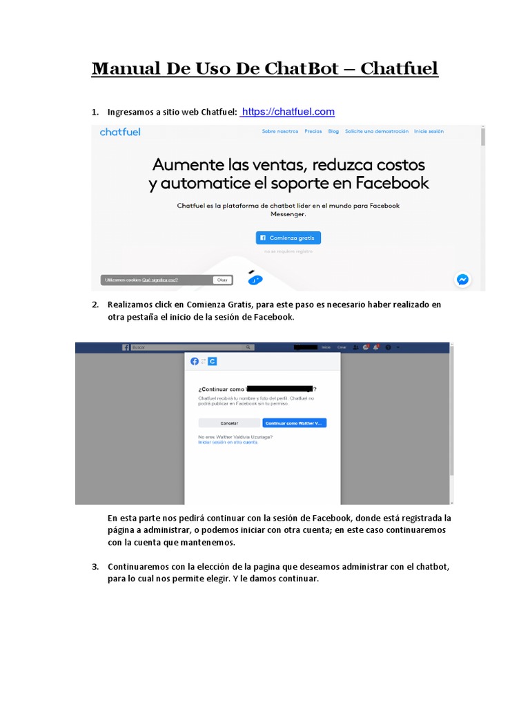 Manual de Uso de ChatBot - Docxchatfuel | PDF