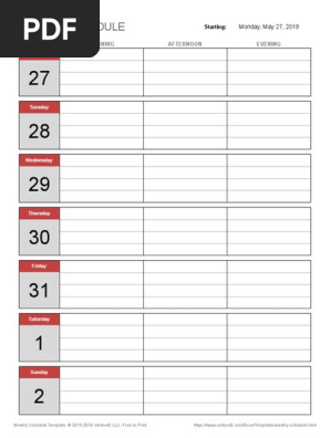 Simple Weekly Schedule