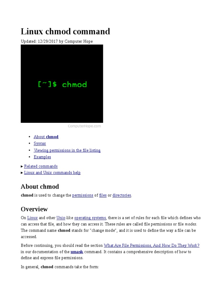 Chmod Command Utility Software Computer File