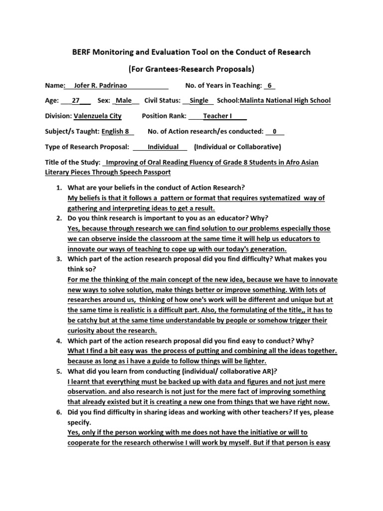 Action Research Proposal Guide for Educators | PDF | Action Research ...
