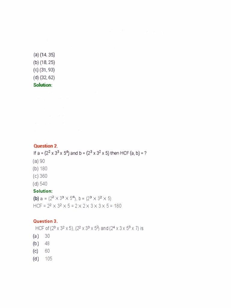Math Problems on HCF and LCM Solutions | PDF | Teaching Methods & Materials