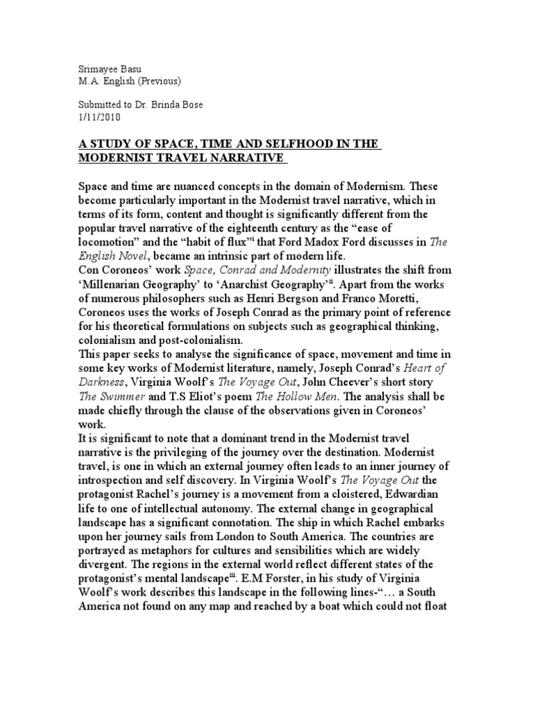 A Study of The Modernist Travel Narrative PDF Modernism Joseph Conrad