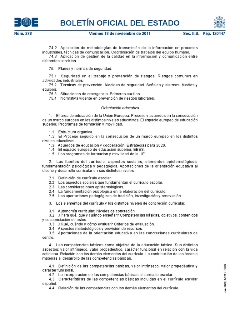 Temario Oposiciones Orientacin Educativa PDF | PDF | Evaluación | Plan ...