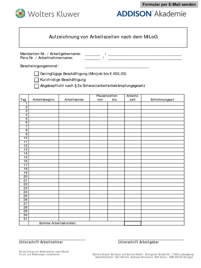 Stundenaufzeichnung milog pdf