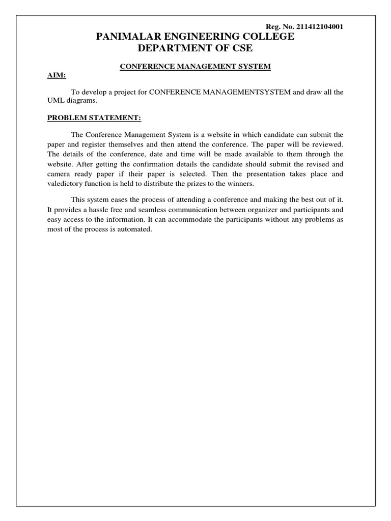 Conference Management System Uml Diagrams | PDF | Areas Of Computer