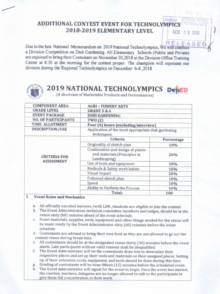 Dish Gardening Contest for Technolympics | PDF | Business