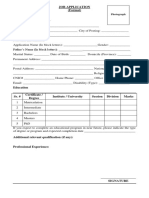 Job Application Form Template