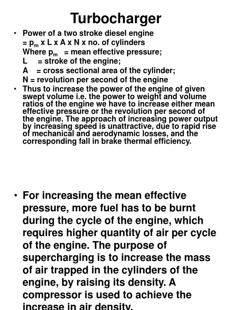Turbocharger Power of A Two Stroke Diesel Engine PDF Internal