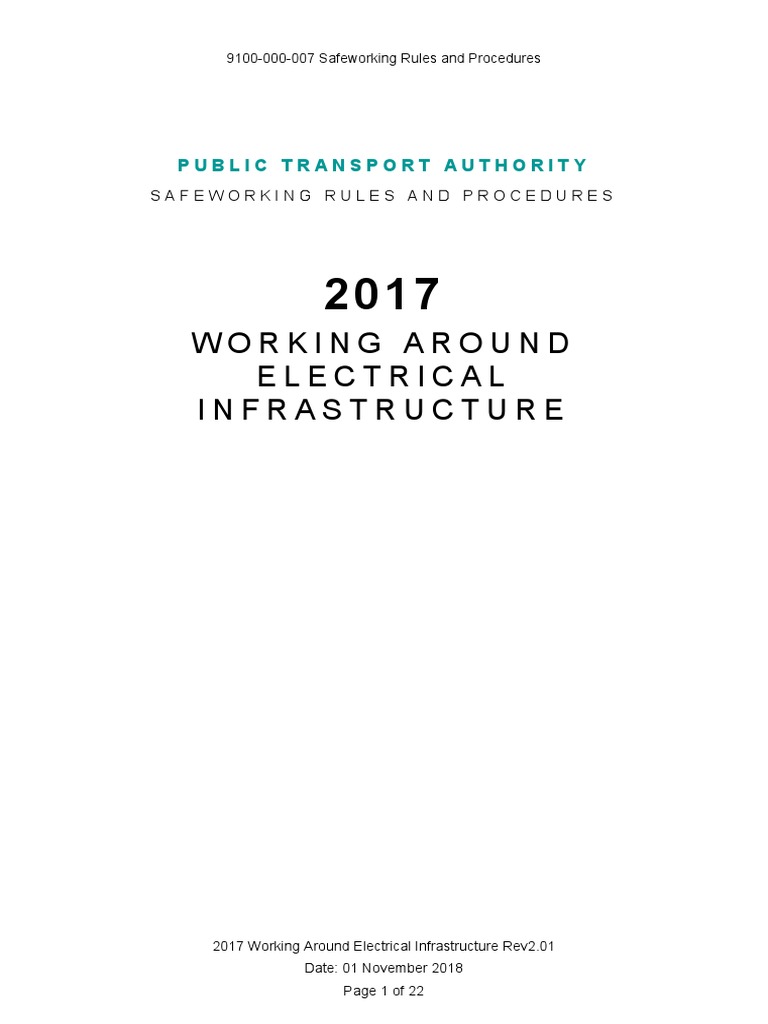 PTA Safeworking Rules and Procedures 2017 Working Around Electrical