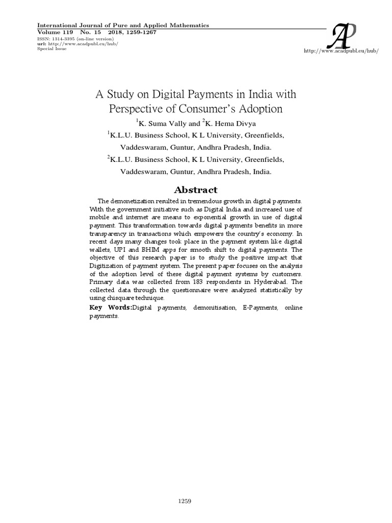 Digital Payment Adoption in India | PDF | Hypothesis | Debit Card