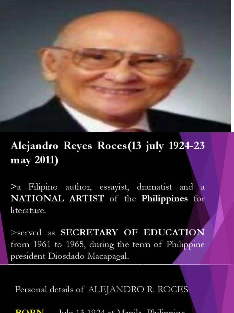 Group 7 Report in Philippine Literature (Alejandro R. Roces) | PDF ...