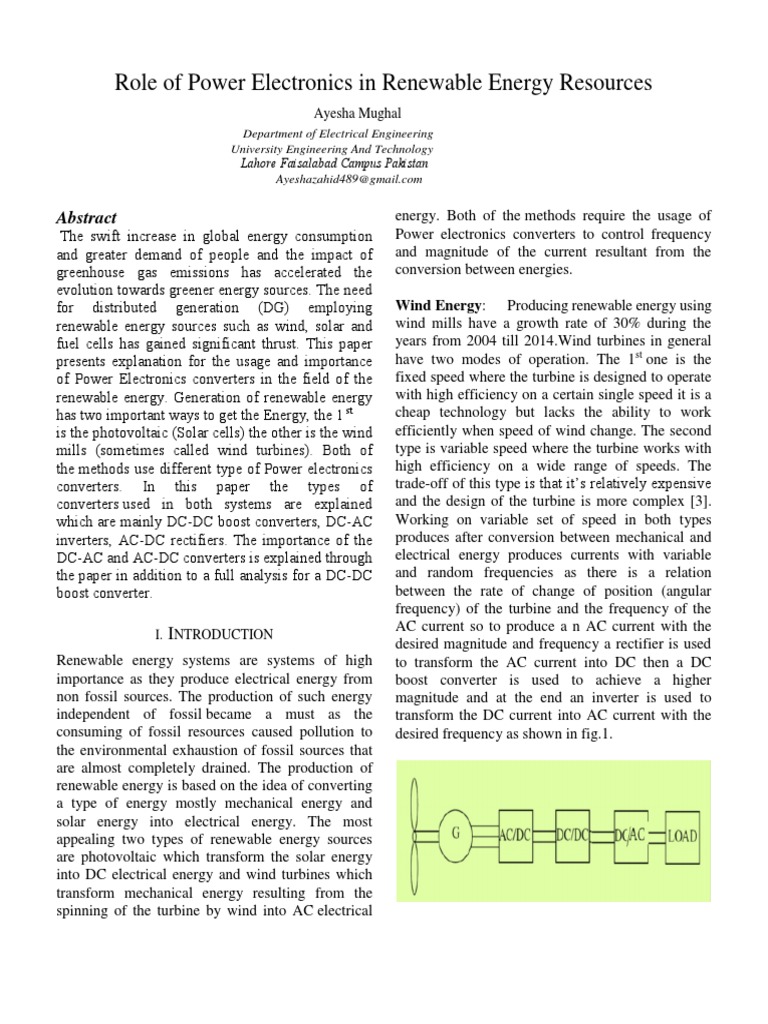 Power Electronics in Renewable Energy | PDF | Wind Power | Renewable Energy