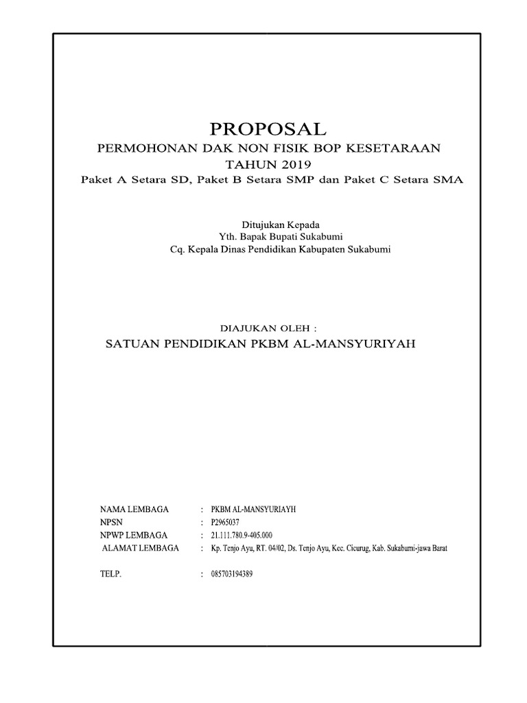 E Proposal Bop Kesetaraan Tugas Agus