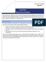 Summary - Break Even Analysis PDF
