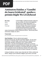 Aminatou Haidar, o Gandhi Do Saara Ocidental , Ganha o Prêmio Right We Livelyhood