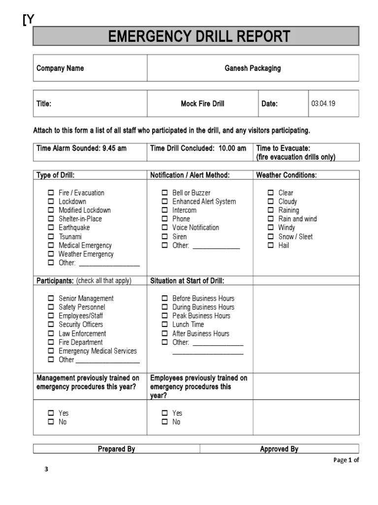 Mock Drill Format  PDF  Emergency Management  Public Safety