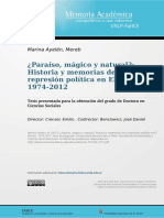 ¿Paraíso, Mágico y Natural?: Historia y Memorias de La Represión Política en El Bolsón. 1974-2012