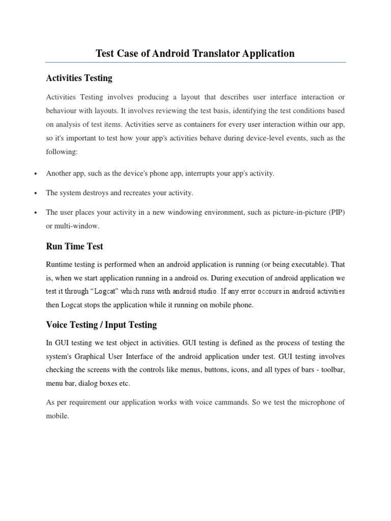 Test Cases of Android Translator App | PDF | Computers