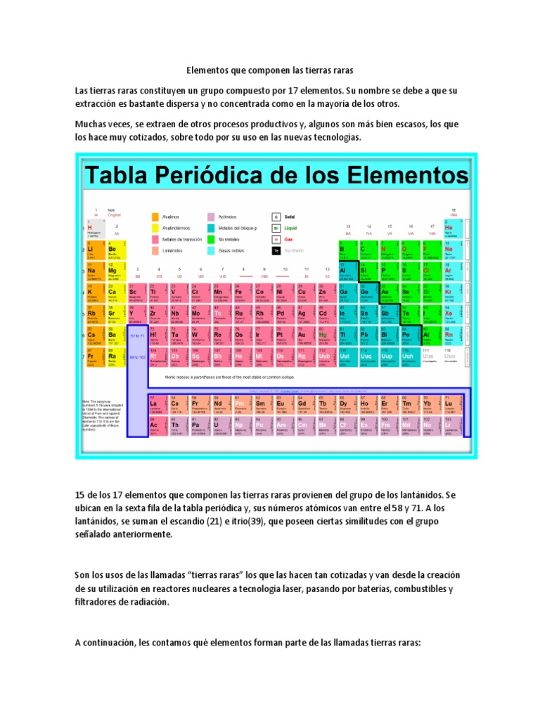 Las Tierras Raras | PDF | La energía nuclear | Elementos metálicos
