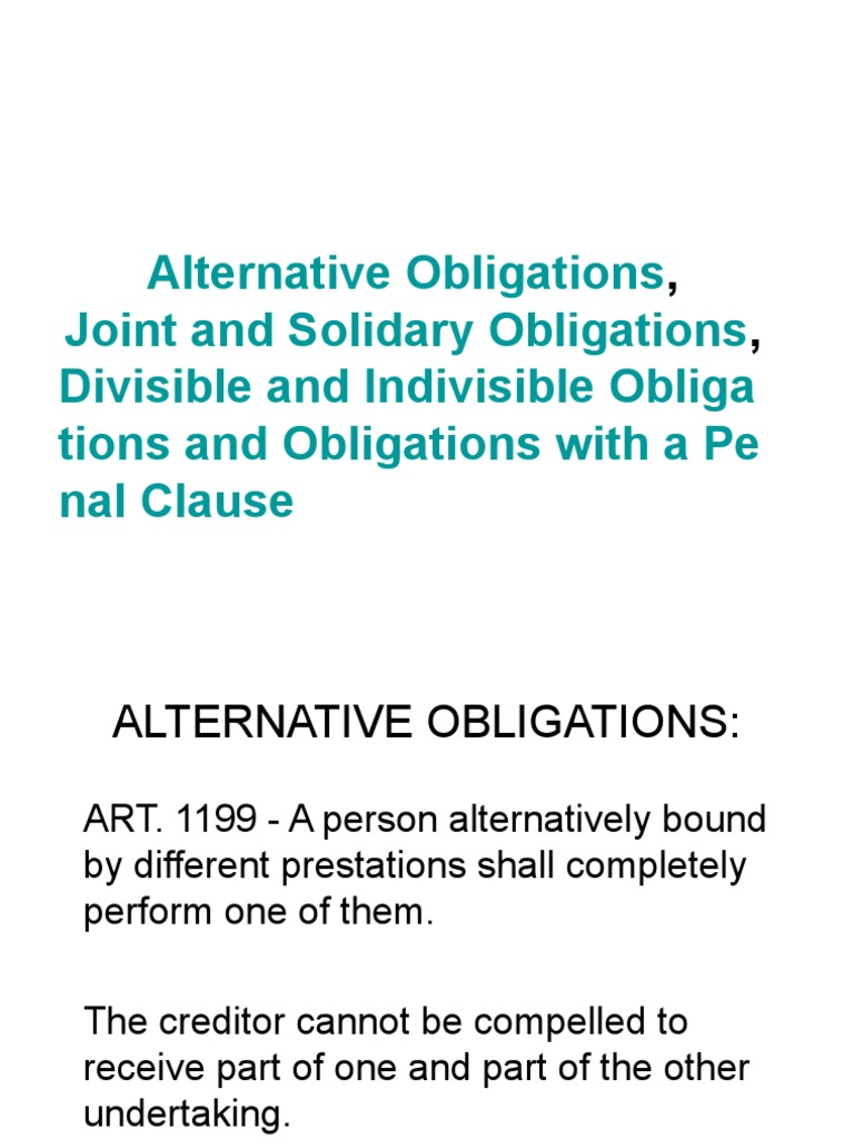 Understanding Alternative Obligations | PDF | Debtor | Debt