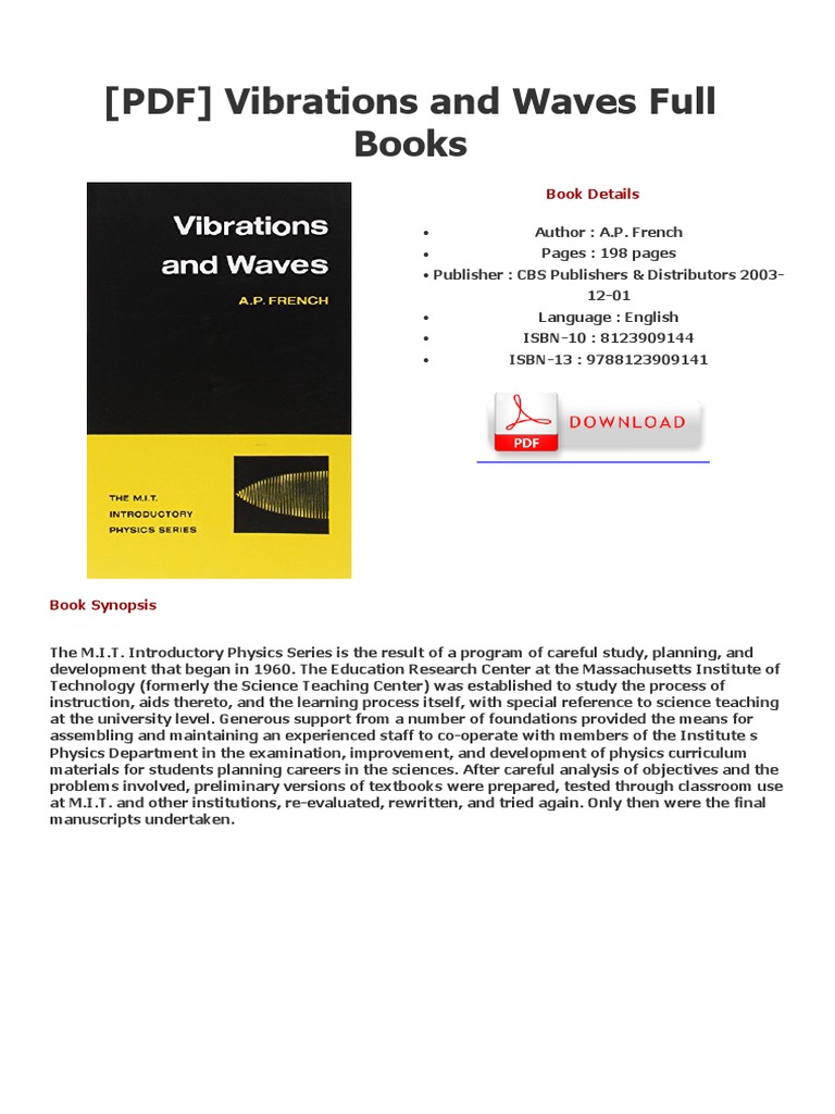 (PDF) Vibrations and Waves Full Books: Book Details | PDF | Waves | E Books