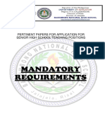 Mandatory Requirements: Pertinent Papers For Application For Senior High School Teaching Positions