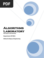 Algorithms Laboratory: Department of MCA