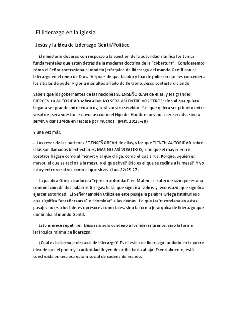 El Liderazgo en La Iglesia | PDF | Jesús | Liderazgo