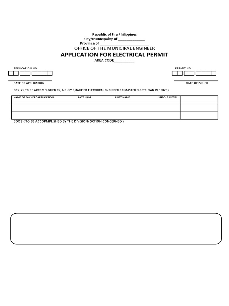 Electrical Permit Application Form | PDF | Finance & Money Management ...