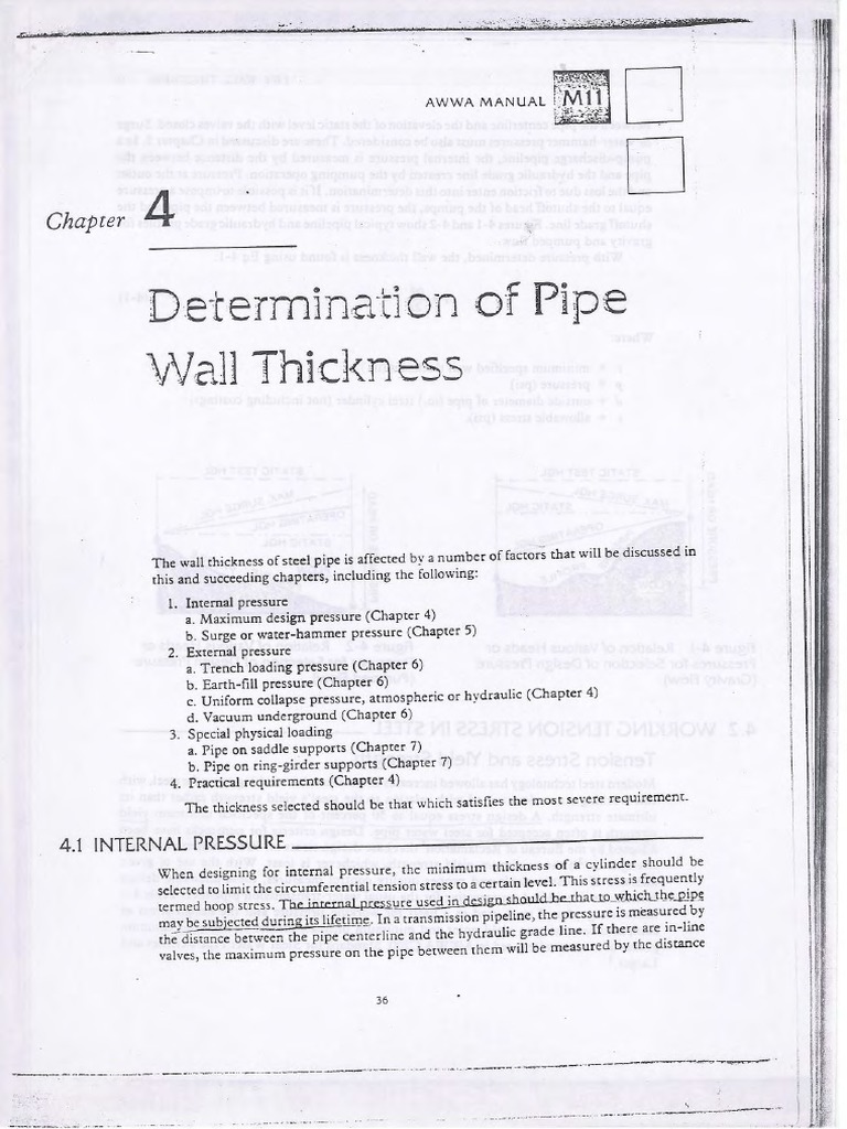 AWWA Manual For CW Pipe Thickness PDF | PDF