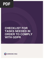 Checklist For Tasks Needed in Order To Comply With GDPR: Legal02#67236978v1 (RXD02)