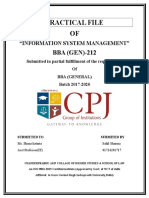 Practical File OF: BBA (GEN) - 212