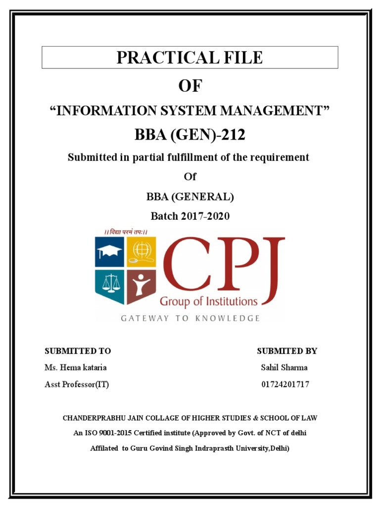 Practical File OF: BBA (GEN) - 212 | PDF