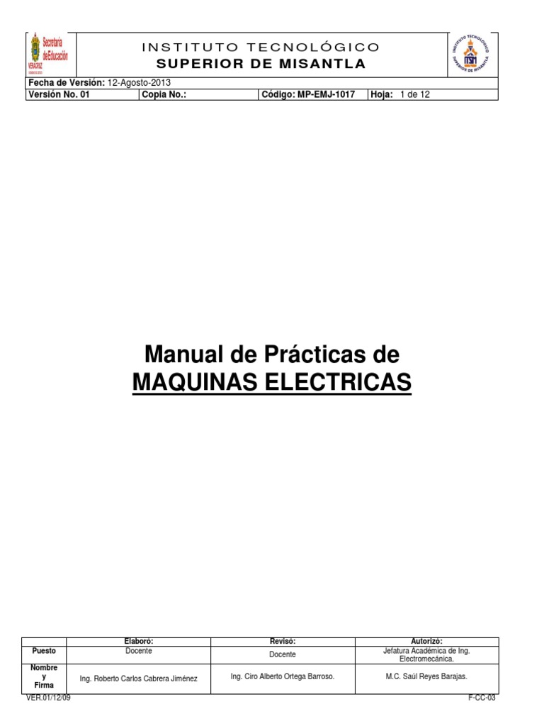 Manual De Maquinas Electricas Pdf Motor Eléctrico Generador Eléctrico