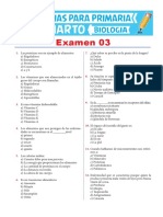 Examen 03 de Biologia para Cuarto de Primaria