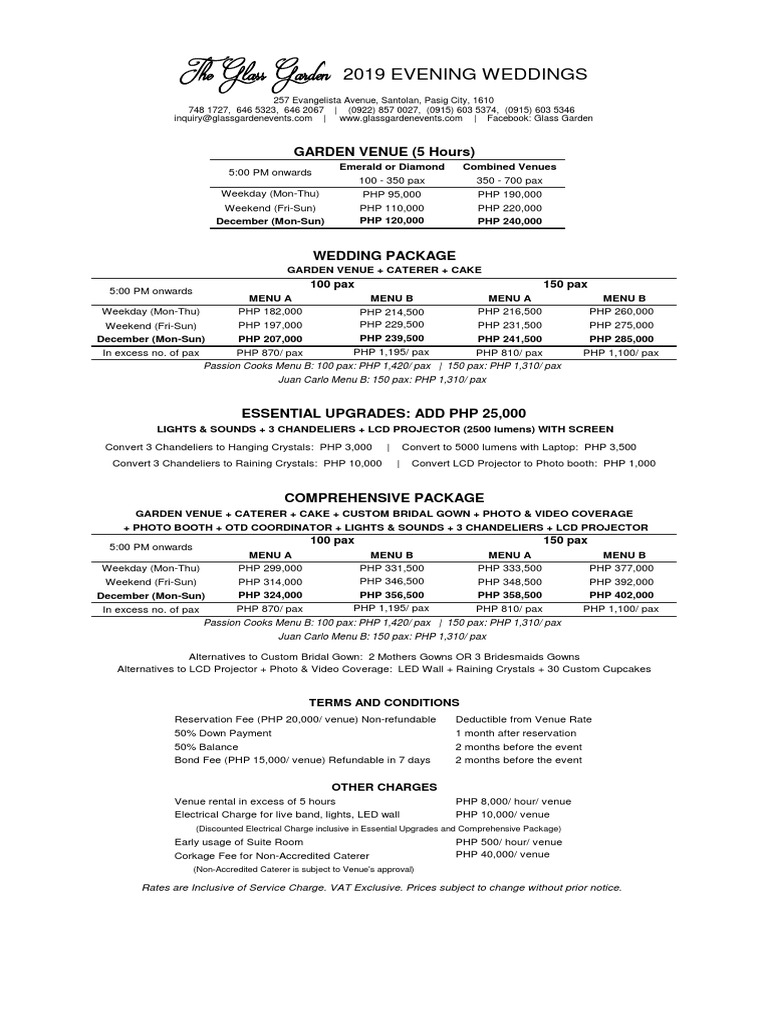2019 02 14GlassGarden WeddingPackage PDF PDF Salad Pasta