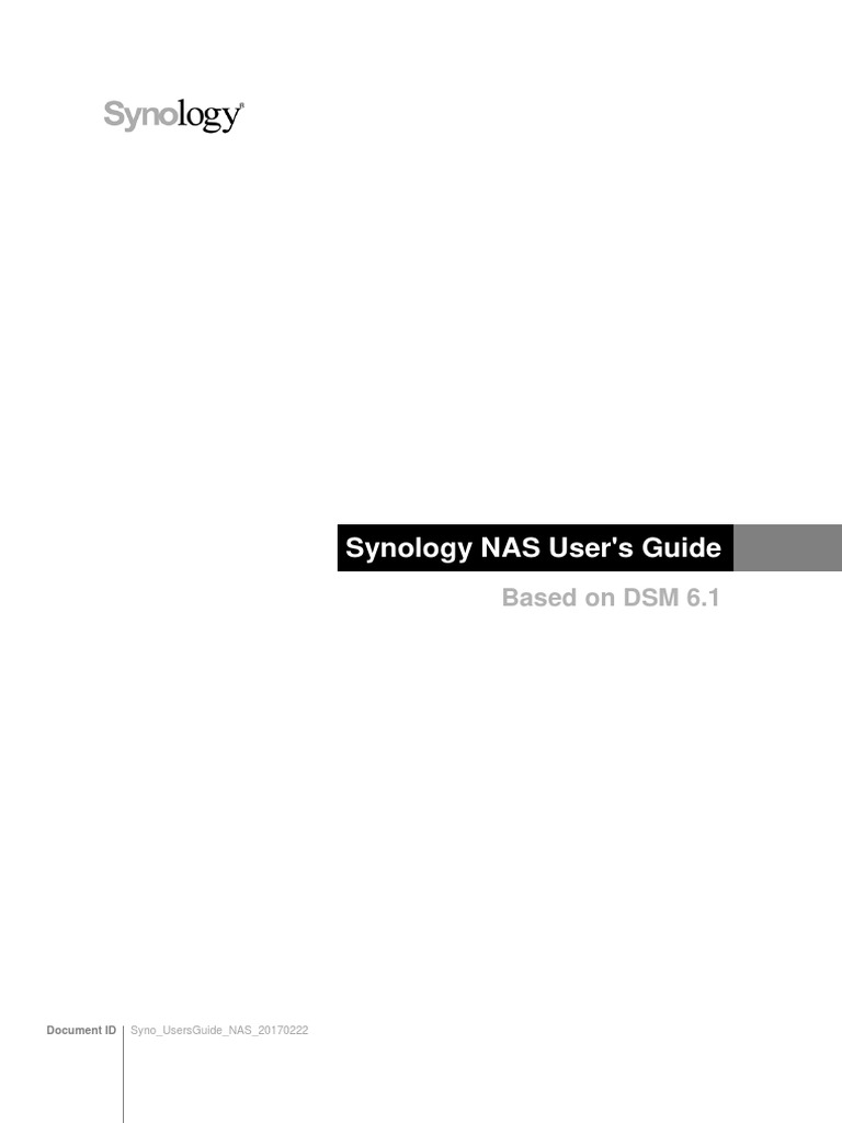 Synology NAS User's Guide Based On DSM 6.1 PDF World Wide Web