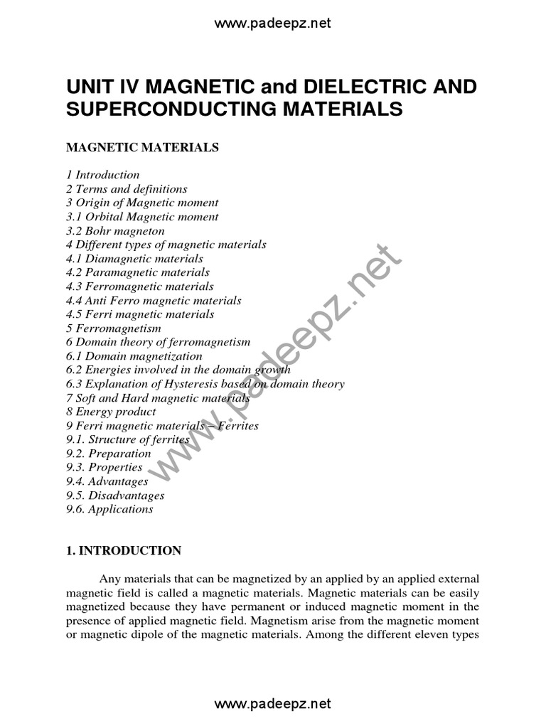 Magnetic and Superconducting Materials | PDF | Superconductivity ...