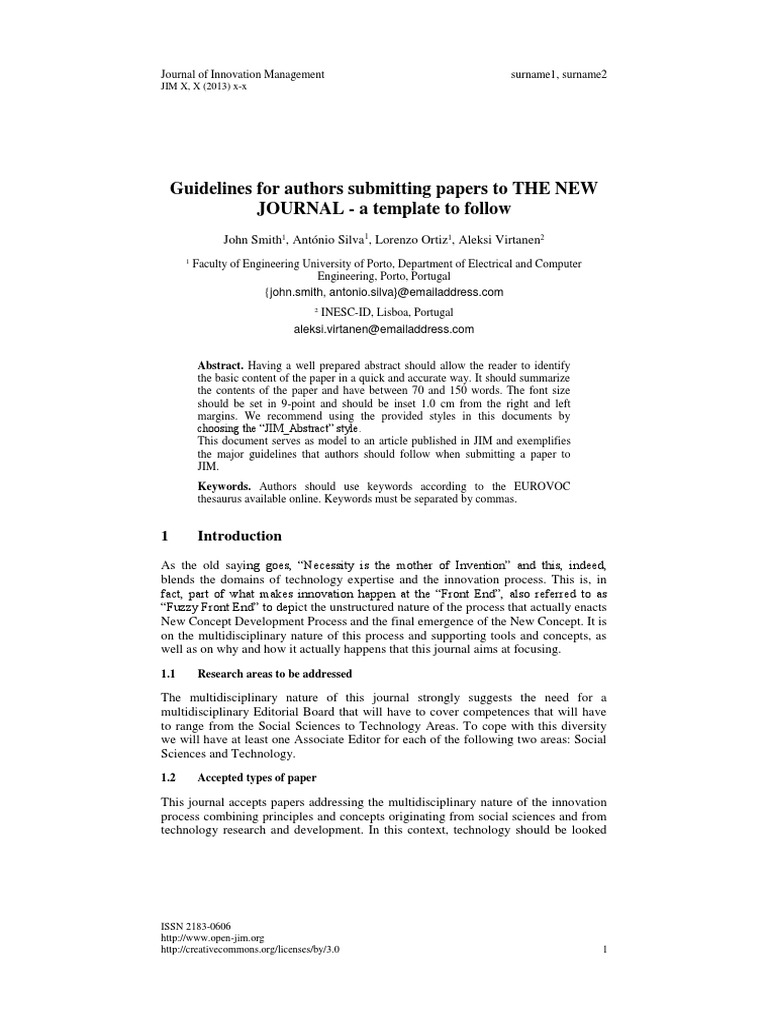 JIM Paper Template | PDF | Academic Journal | File Format