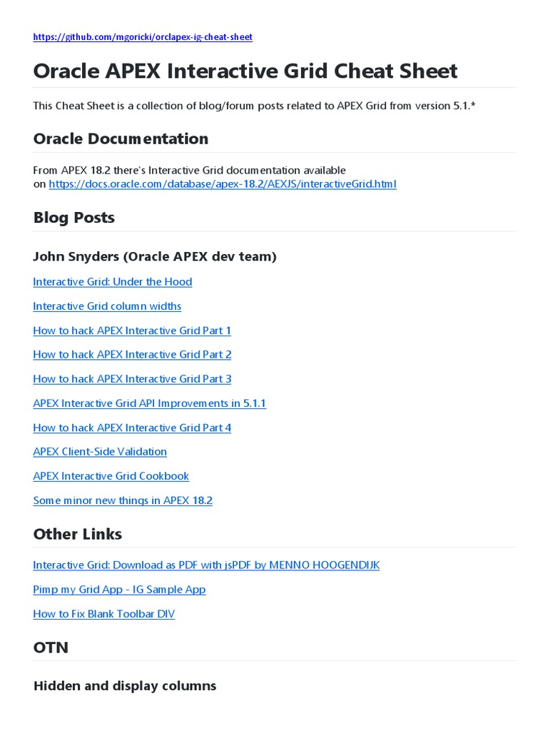 Oracle Apex Interactive Grid Jsx