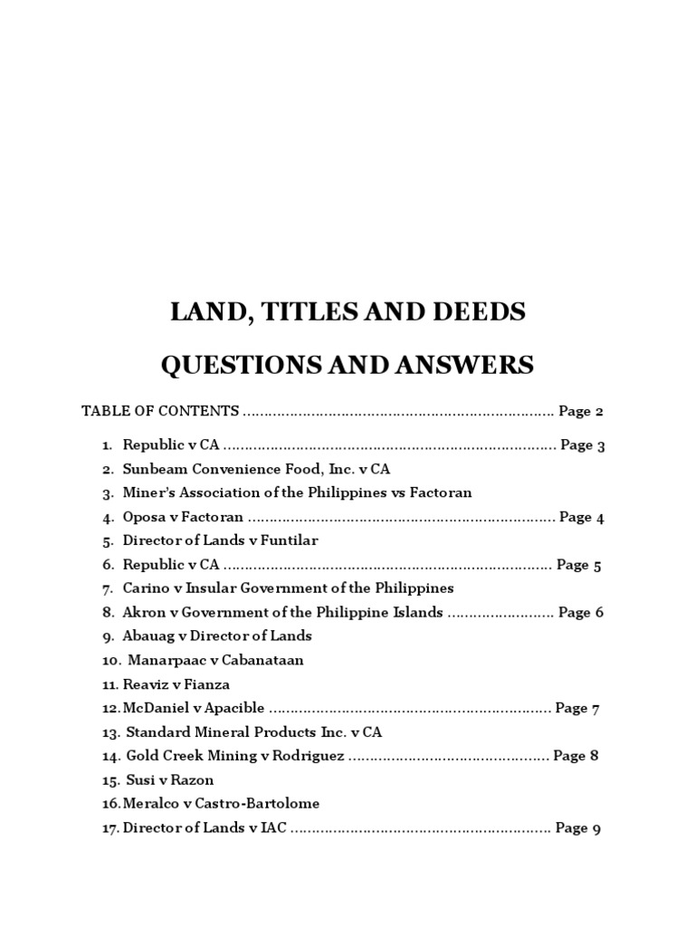 Understanding Land Titles A Comprehensive Analysis of Key Cases on