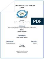 Primera Actividad Intervencion Psi y Atencion a La Diversidad