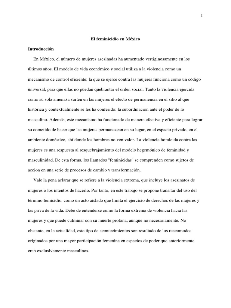 Feminicidio en México: Análisis y Contexto | PDF | La violencia contra ...