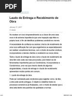 Laudo de Entrega e Recebimento de Obra