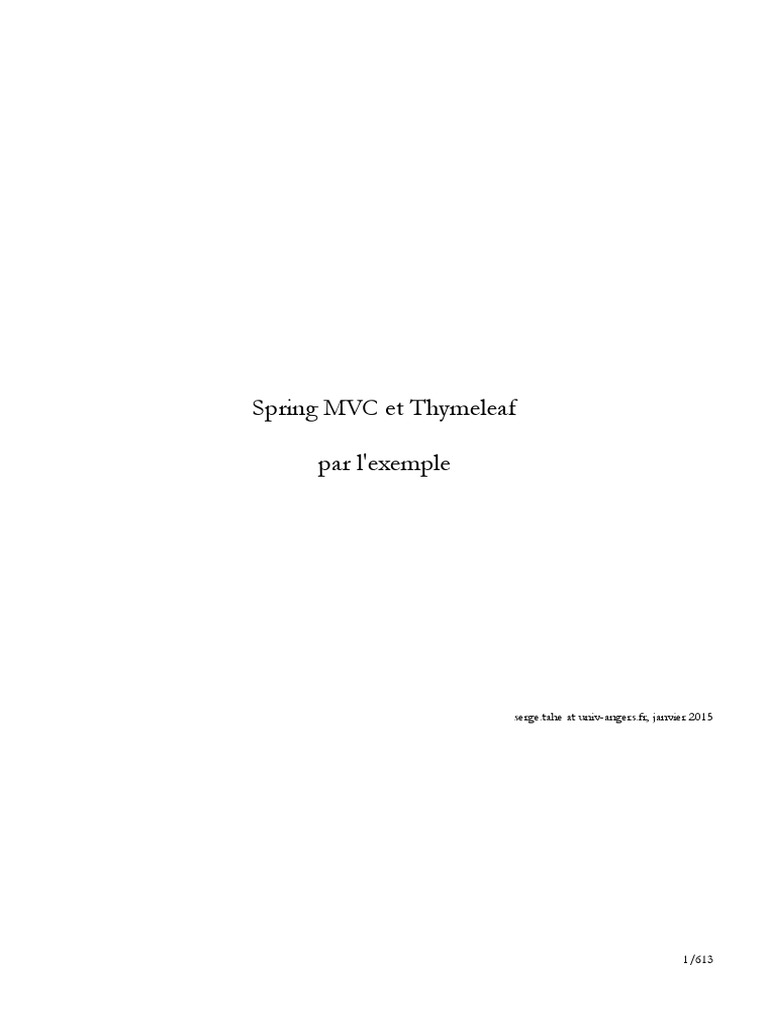 Introduction à Spring MVC et Thymeleaf | PDF | Html | Internet