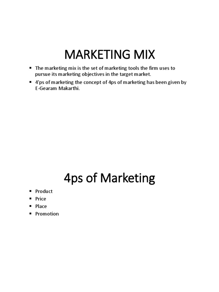 Understanding the Marketing Mix 4Ps | PDF