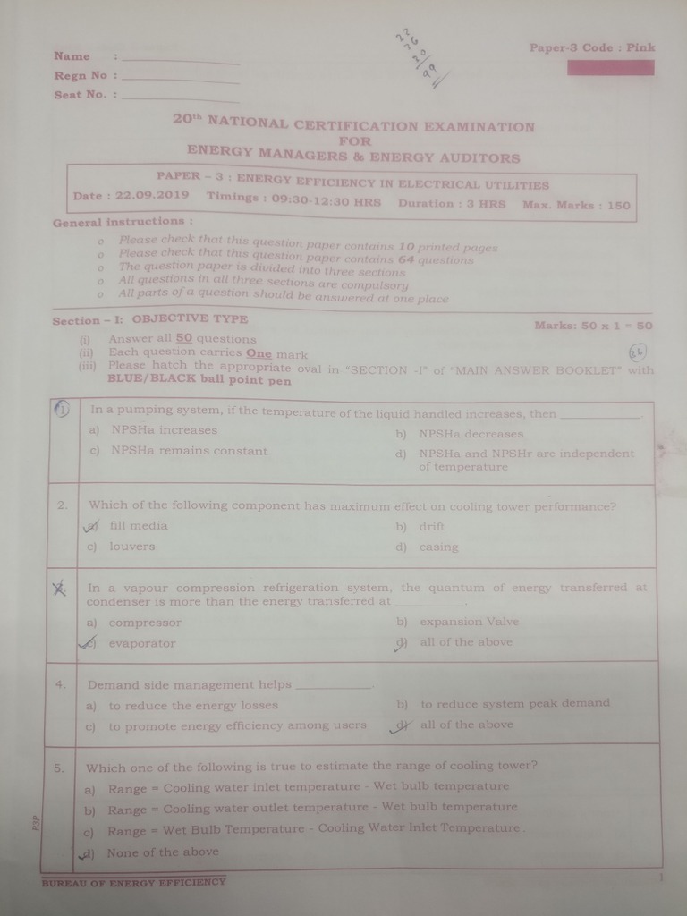Auditors 2019 3 Paper Exam - Energy