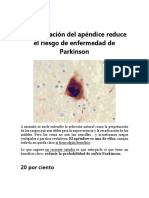 La Eliminación Del Apéndice Reduce El Riesgo de Enfermedad de Parkinson