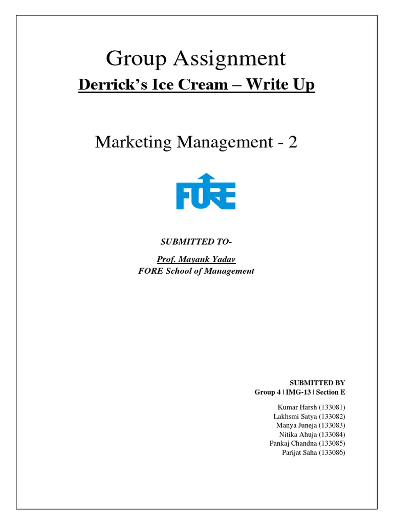 Group Assignment: Marketing Management - 2 | PDF | Ice Cream | Economies